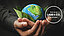 Hand holding small earth with leaves in hand